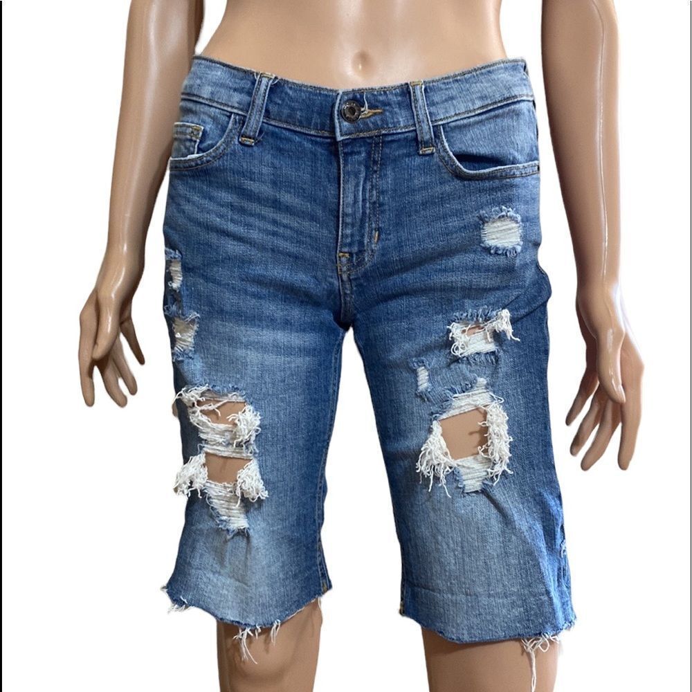 Vintage Distressed Denim Bermuda Shorts S